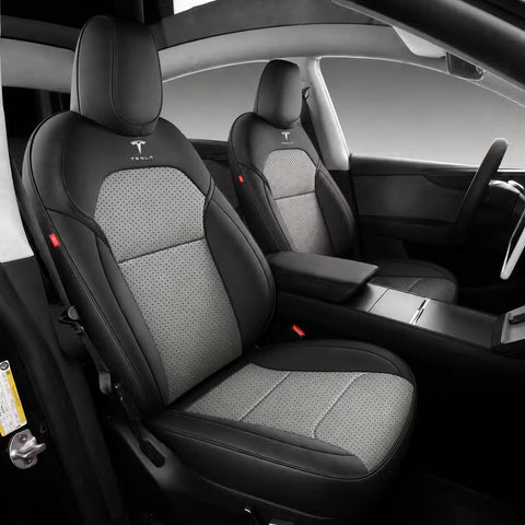 Tesla Model 3 & Model Y Seat Covers — Custom-Fit Leather, White Interior Protection
